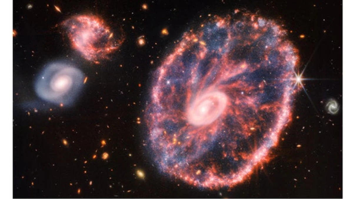 the cartwheel galaxy from James Webb Telescope